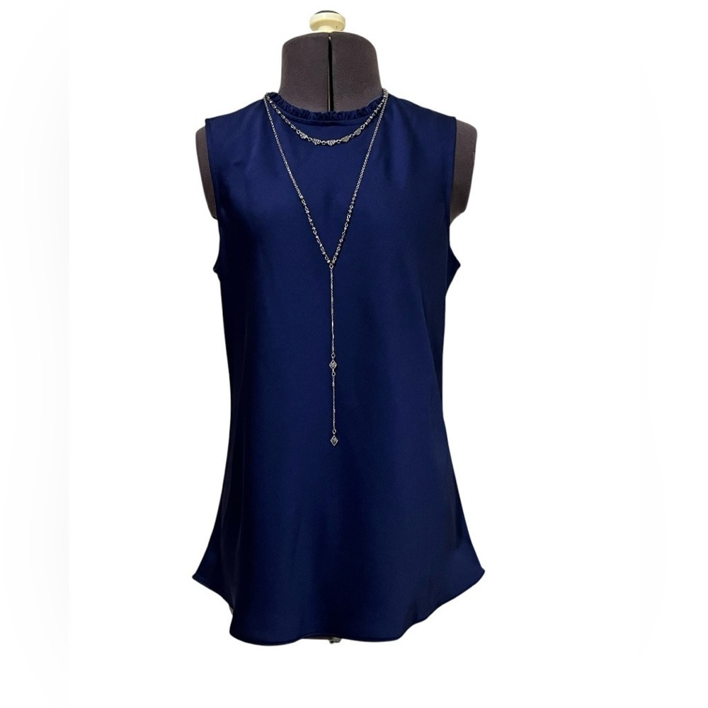 J Crew Sleeveless Ruffle-neck shell in satin-crepe Size XXS - Picture 2 of 11